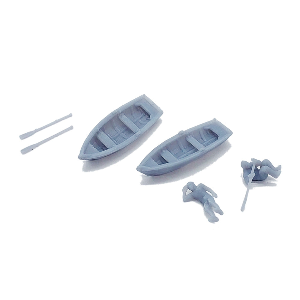 Small Wooden Boat Set with Figures 1:64 S Scale – Outland Models