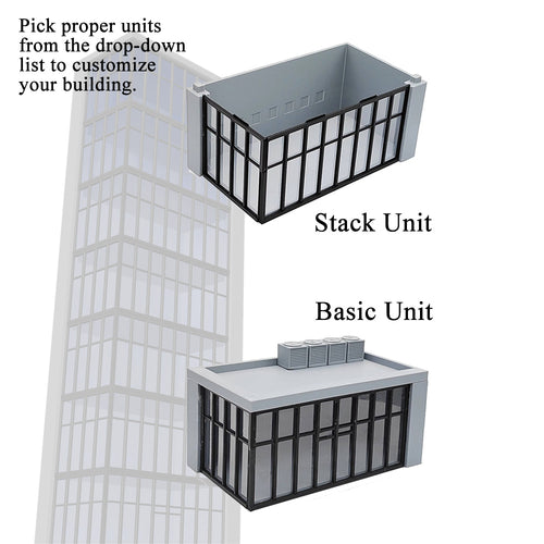 Modern Commercial Box Building Corner Stackable HO Scale 1:87