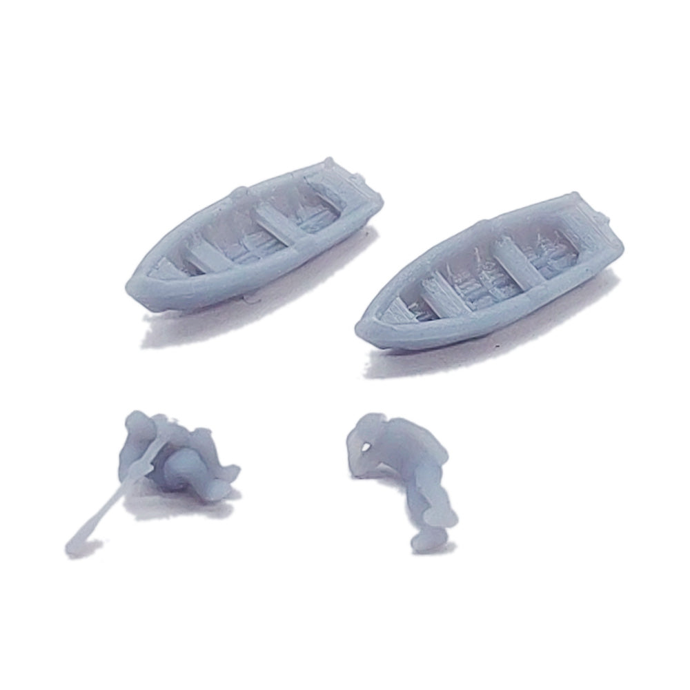 Small Wooden Boat Set with Figures 1:160 N Scale – Outland Models