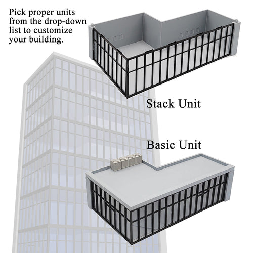 Modern Commercial Box Building L-Shape Stackable