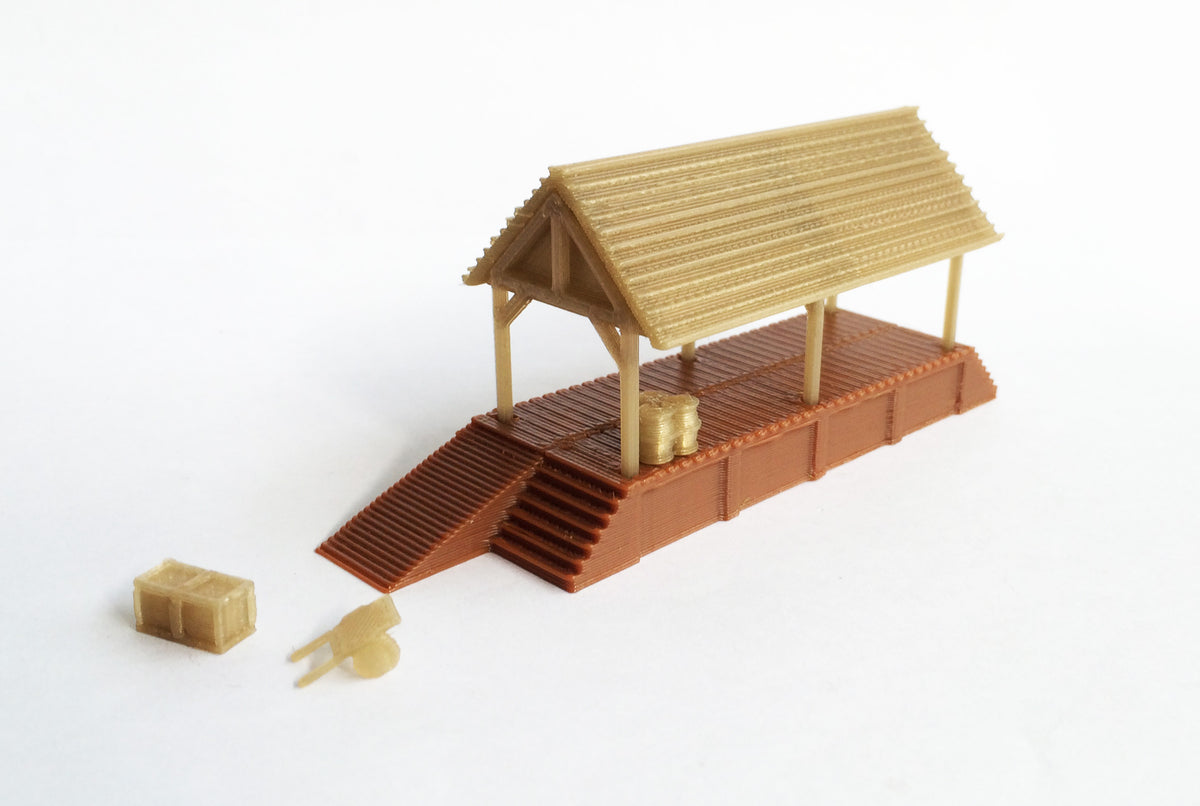 Outland Models Z Scale (1:220) Factory Building Kit With Loading Dock - Unassembled, Brown/Grey