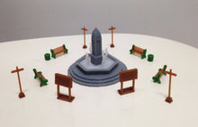 Laden Sie das Bild in den Galerie-Viewer, Park / Garden Accessories with Fountain HO OO Scale 1:87 Outland Models Railroad
