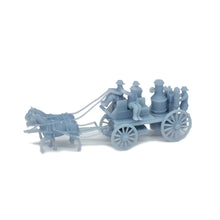 将图片加载到图库查看器,Horse-drawn Fire Engine Wagon w Firefighters HO Scale 1:87