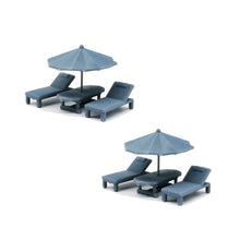 Laden Sie das Bild in den Galerie-Viewer, Deck Chair and Umbrella Set 1:87 HO Scale