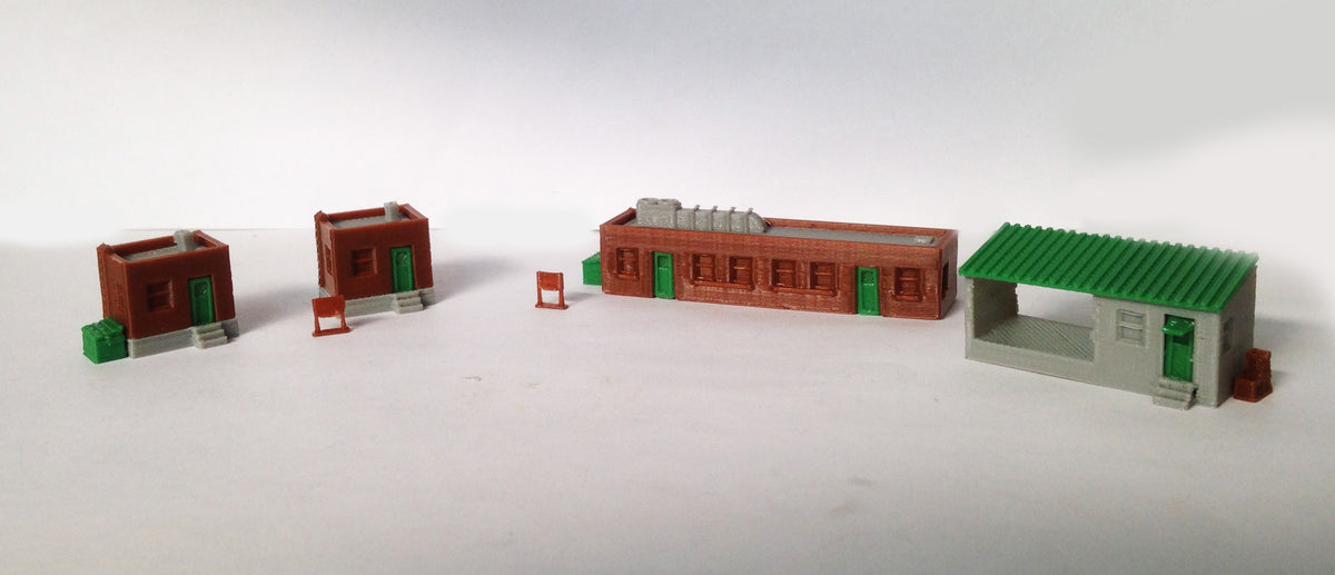 Outland Models Railway Layout - Classic City Shop Set B 2 Étages Échelle Z 1:220 - Maquette Imprimée 3D
