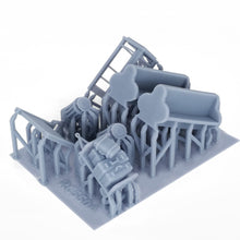 Laden Sie das Bild in den Galerie-Viewer, Train Station Accessory Set: Phone Booth, Bench, Trash Bin... 1:87 HO Scale Outland Models Railway Scenery