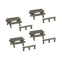 Laden Sie das Bild in den Galerie-Viewer, Outland Models Railroad Scenery Park/Garden Picnic Table & Bench Set 1:87 HO Scale