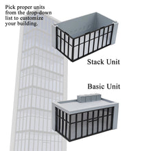 Laden Sie das Bild in den Galerie-Viewer, Modern Commercial Box Building Corner Stackable 1:64 S Scale