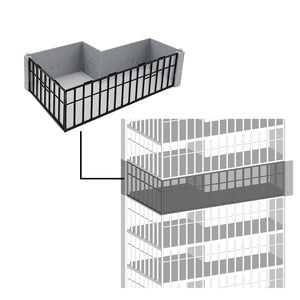 Modern Commercial Box Building L-Shape Stackable HO Scale 1:87