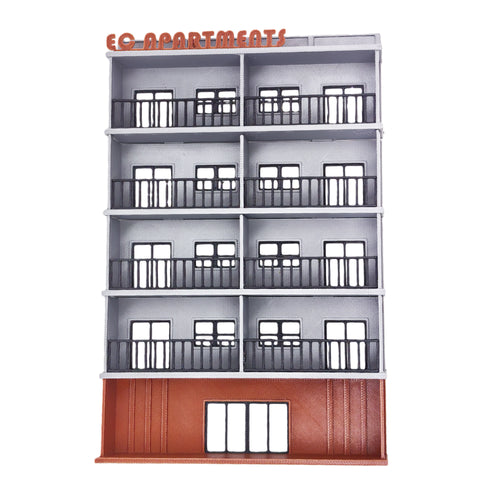 Background 5-Story Apartment(Grey) Stackable 1:87 HO Scale