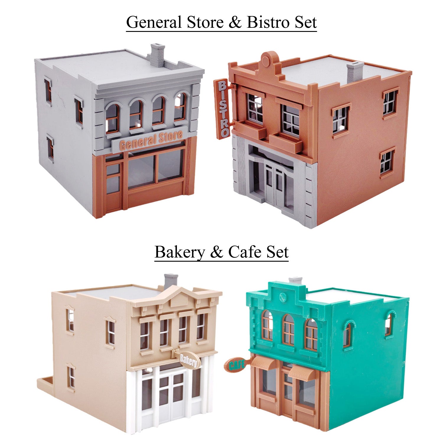 Classic City Shop/Store Set (2-Story) 1:87 HO Scale – Outland Models