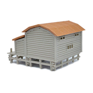 Boat House Set with Boat and Pier 1:160 N Scale
