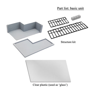 Modern Commercial Box Building L-Shape Stackable 1:64 S Scale