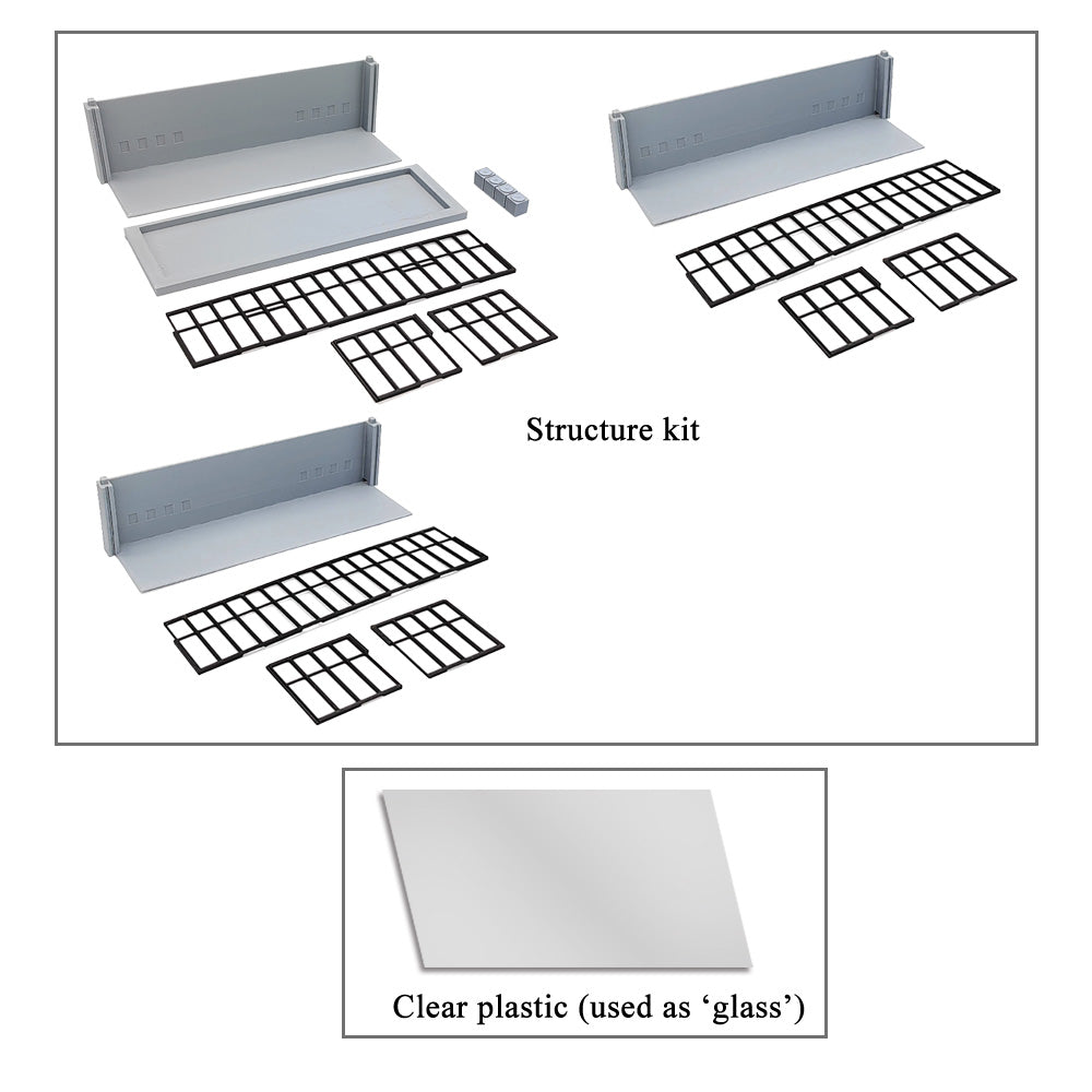 Outland Models N Gauge (1:160) Modern 3-Story Office / House Building Kit – Unpainted Grey Plastic