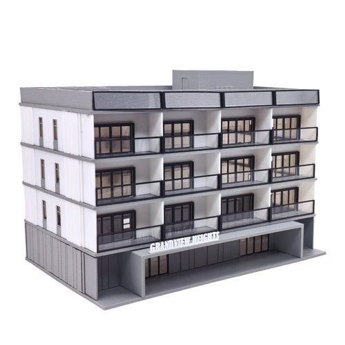 Downtown 4-Story Apartment(White) Stackable 1:87 HO Scale