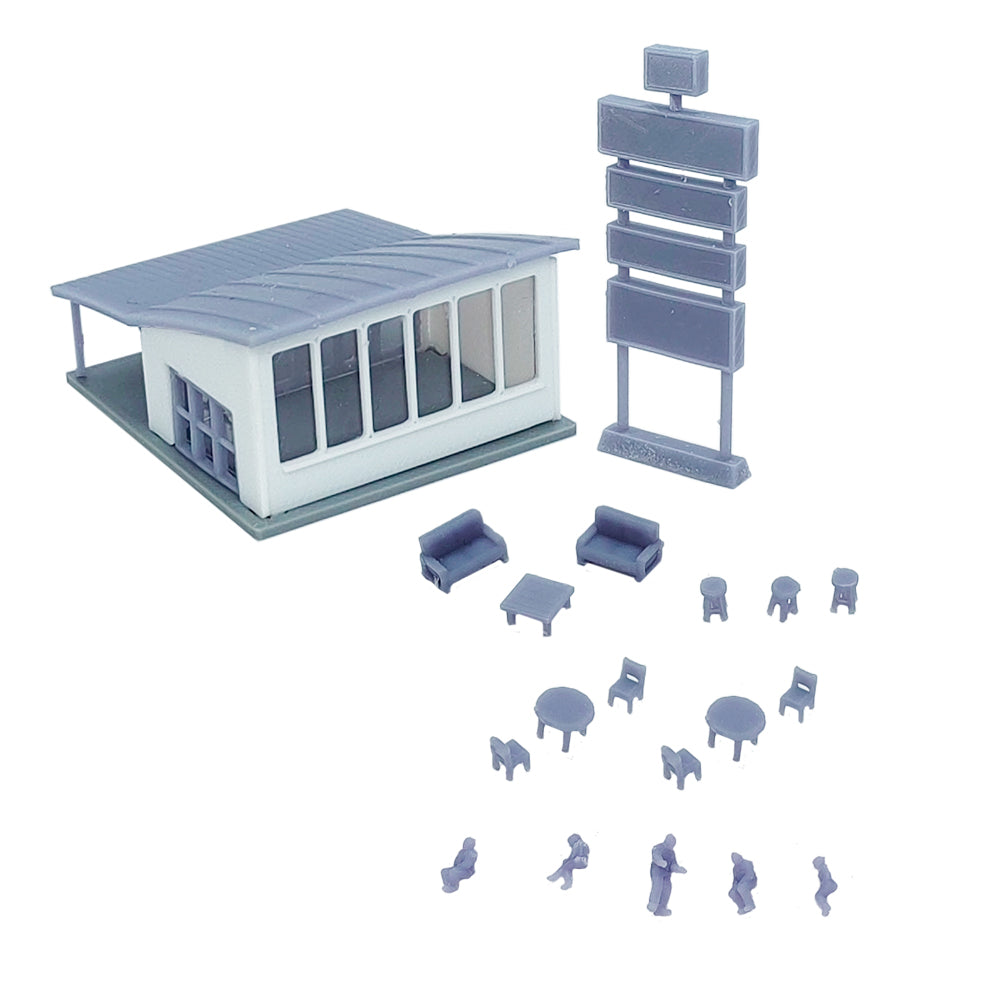 Seaside Cafe w Accessories & Figures 1:220 Z Scale – Outland