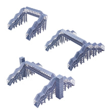 Cargar imagen en el visor de la galería, Overhead Footbridge with Canopy(Standard-2 Stairs/Extended-4 Stairs/Extended-4 Stairs with Elevator) Z Scale 1:220