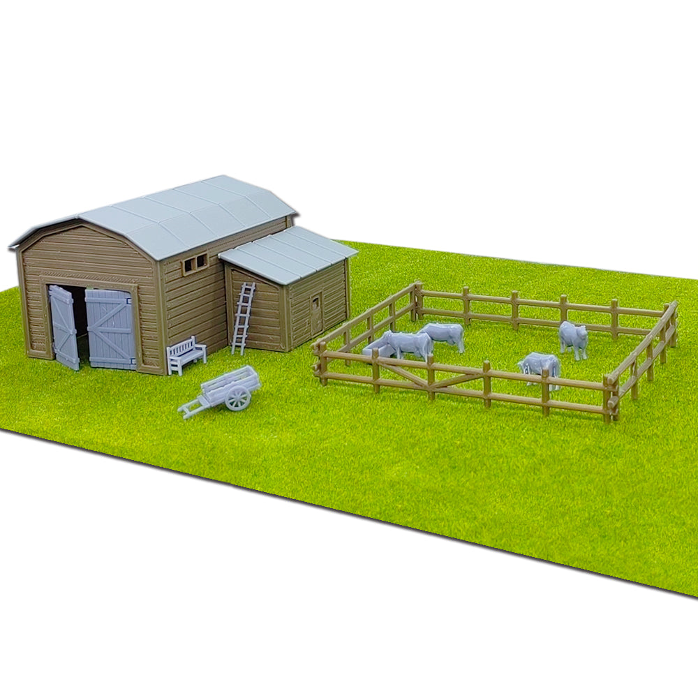 Barn Model Kit Country Farm Barn with Accessories 1:64 S Scale – Outland Models