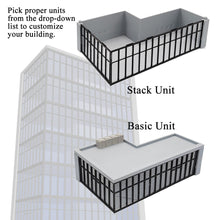 Laden Sie das Bild in den Galerie-Viewer, Modern Commercial Box Building L-Shape Stackable HO Scale 1:87