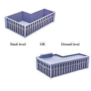 Modern Commercial Box Building L-Shape Stackable 1:160 N Scale