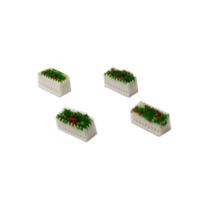 White Flower Pot with Flowers 4pcs for Garden/Park Scale N/Z