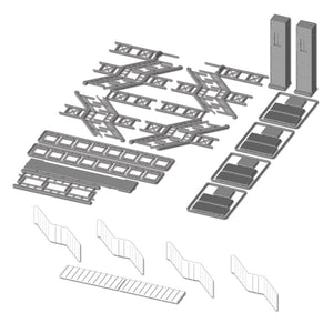 Overhead Footbridge Covered (2-Stairs/4-Stairs/4-Stairs with Elevator) HO Scale 1:87