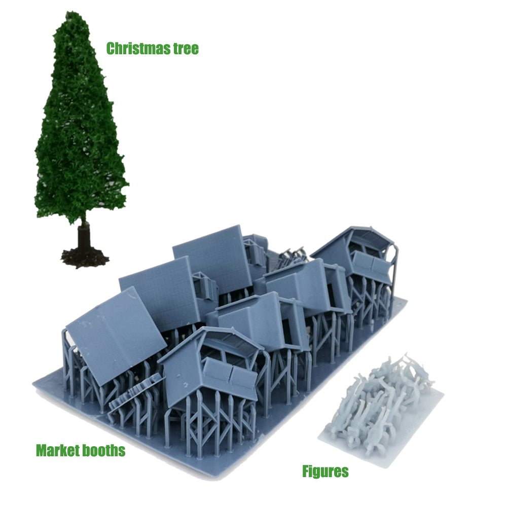 Christmas Market and Figure Set 1:87 HO Scale – Outland Models