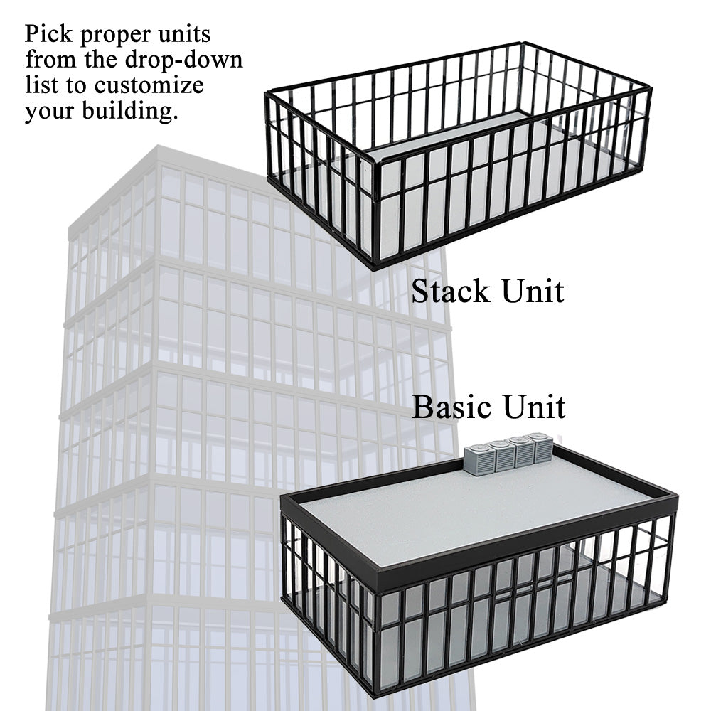 Stack Guide Unit Modern Commercial Skyscraper L-Shape-Stack Unit 1:64 S Scale – Outland ...