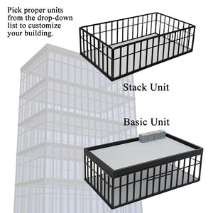 Modern Commercial Box Building Full Glass Stackable 1:64 S Scale