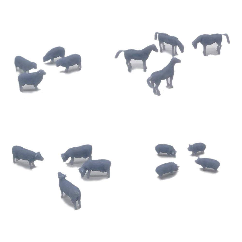 Farm Animal Set: Horse Sheep Cow Pig 1:220 Z Scale