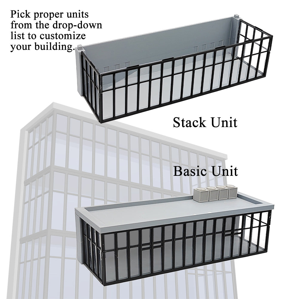 Modern Commercial Box Building Wide Stackable – Outland Models