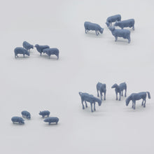 Cargar imagen en el visor de la galería, Outland Models Model Railroad Horse Sheep Cow Pig Farm Animal Set HO Scale 1:87