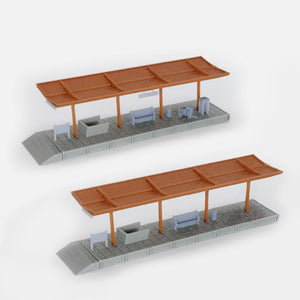 Train Station Passenger Platform with Accessories (Full-Covered) 1:160 N Scale Outland Models Railway Scenery