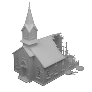 Damaged Church 1:87 HO Scale