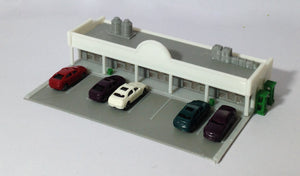 Shopping Centre / Mall w Parking Lot & Cars Z Scale Outland Models Train Railway