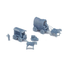 Load image into Gallery viewer, Old West Horse Carriage Travel Caravan Set N Scale 1:160