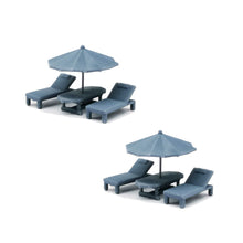 Load image into Gallery viewer, Deck Chair and Umbrella Set 1:87 HO Scale