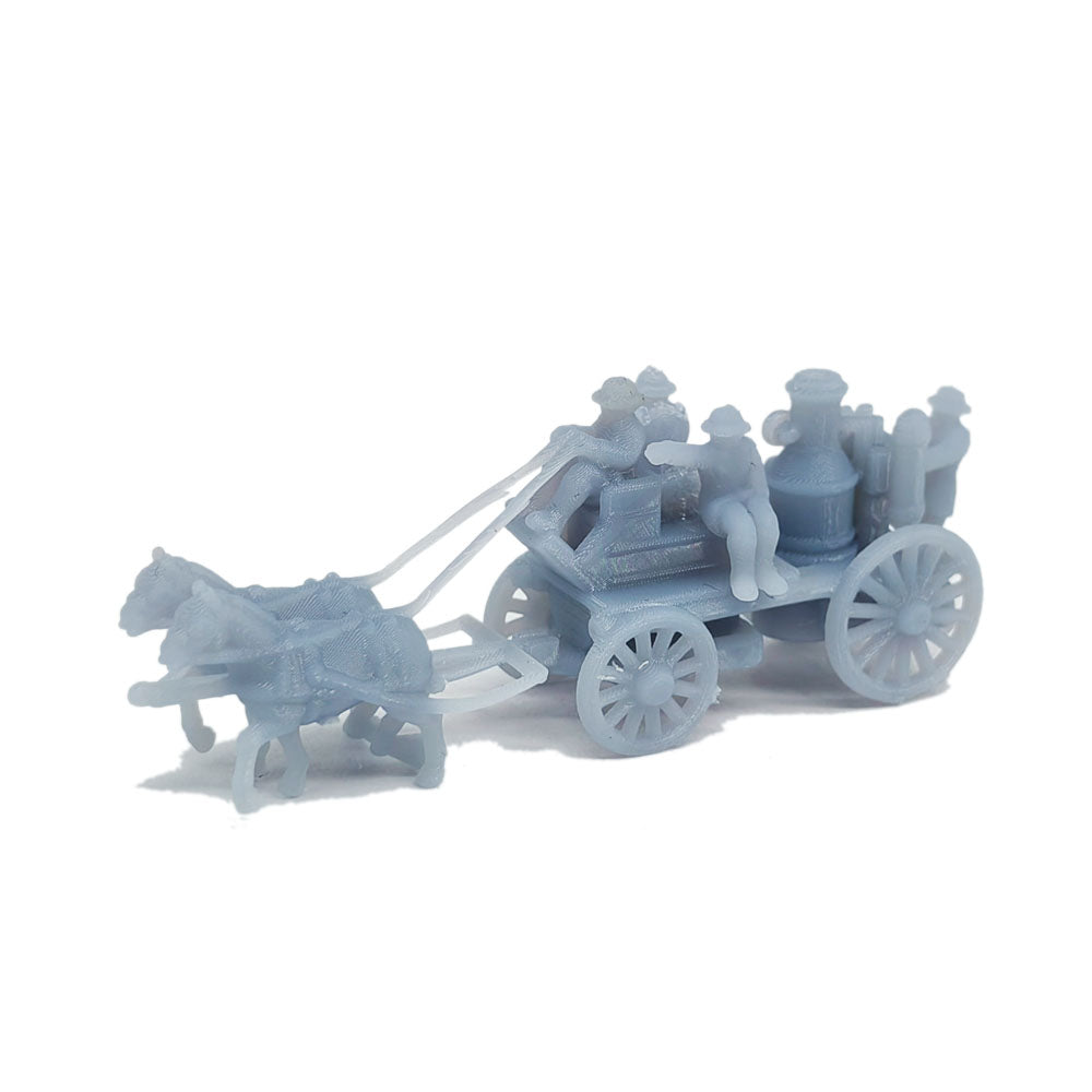 Horse-drawn Fire Engine Wagon w Firefighters N Scale 1:160