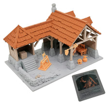 Load image into Gallery viewer, War of Tyrant Series Medieval Blacksmith Shop &amp; Figure Set 28mm