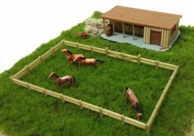 Farm Stable with Horses & Grass HO OO Scale Outland Models Train Railway Layout