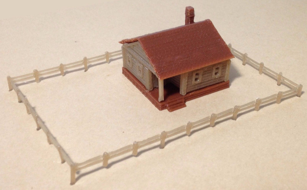 Country Cottage House with Fencings Z Scale Outland Models Train Railway Layout