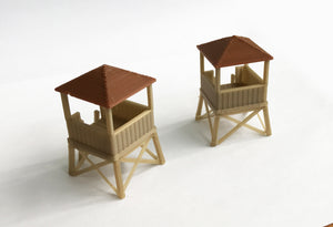 Wood Style Watchtower / Guard Tower x2 HO OO Scale Outland Models Railway Layout