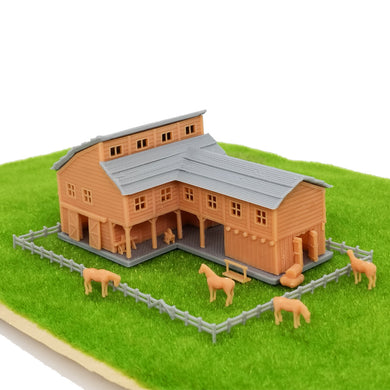 Country L-Shape Barn House w Accessories Z Scale
