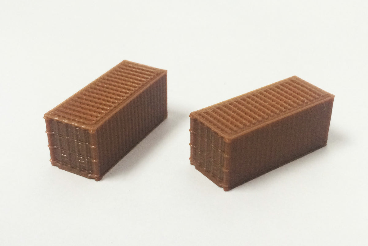 Outland Models Frachtcontainer Z-Skala (1:220): 2 Stück, Grün, 3D-gedruckt Aus PLA, 5,6 Cm Lang
