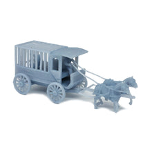 Laden Sie das Bild in den Galerie-Viewer, Old West Horse Carriage Prisoner Wagon HO Scale 1:87