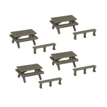 Load image into Gallery viewer, Outland Models Railroad Scenery Park/Garden Picnic Table &amp; Bench Set 1:87 HO Scale