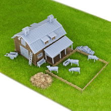 将图片加载到图库查看器，Country Farm Barn w Accessories N Scale 1:160