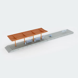 Train Station Passenger Platform with Accessories (Half-Covered) 1:220 Z Scale Outland Models Railway Scenery
