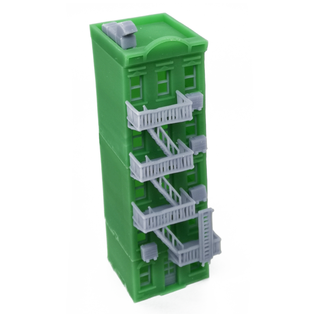 City Apartment (Green) w Fire Escape Z Scale