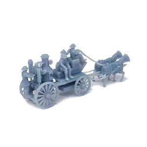 Horse-drawn Fire Engine Wagon w Firefighters HO Scale 1:87